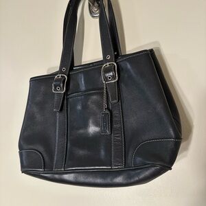 Vintage Coach Purse Black Leather Bucket Handbag Shouder No.M3S-
7588 Hang Tag